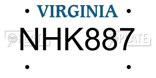 NHK887 Virginia License Plate