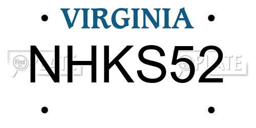 NHKS52 Virginia License Plate