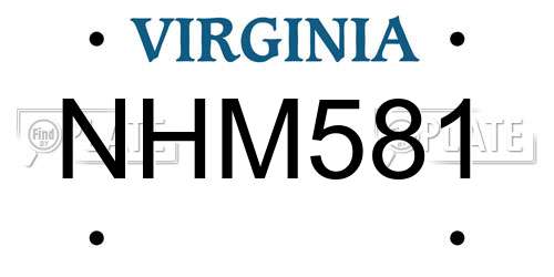 NHM581 Virginia License Plate