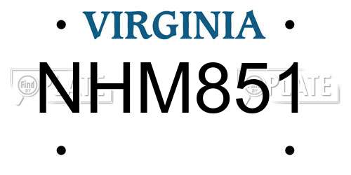 NHM851 Virginia License Plate