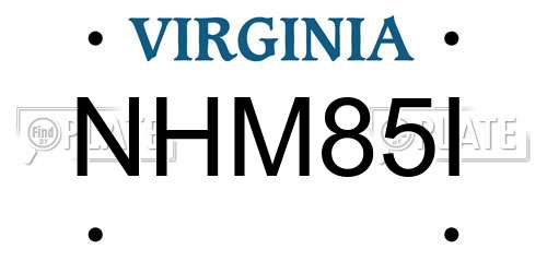 NHM85I Virginia License Plate