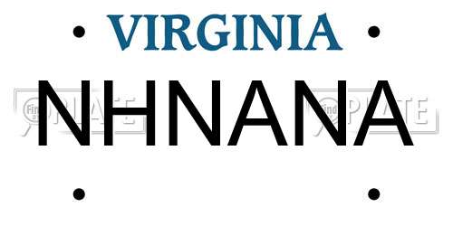 NHNANA Virginia License Plate