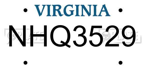 NHQ3529 Virginia License Plate