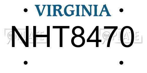 NHT8470 Virginia License Plate