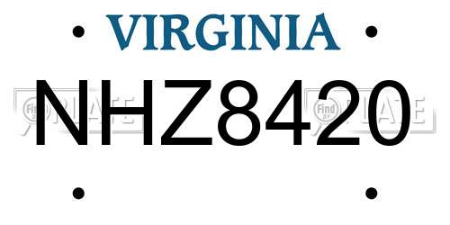 NHZ8420 Virginia License Plate