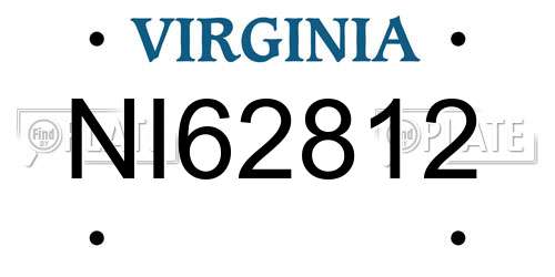 NI62812 Virginia License Plate