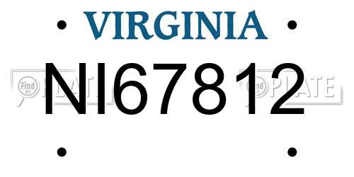 NI67812 Virginia License Plate
