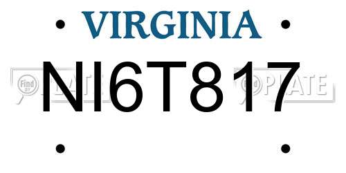 NI6T817 Virginia License Plate