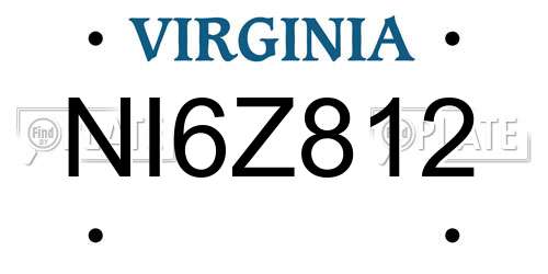 NI6Z812 Virginia License Plate