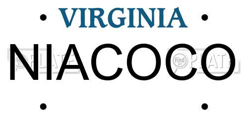 NIACOCO Virginia License Plate