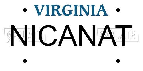 NICANAT Virginia License Plate