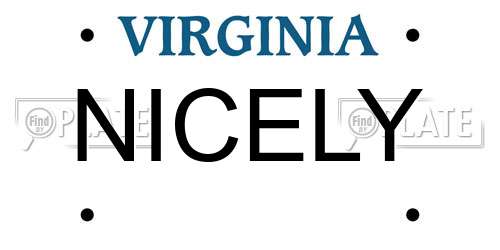NICELY Virginia License Plate