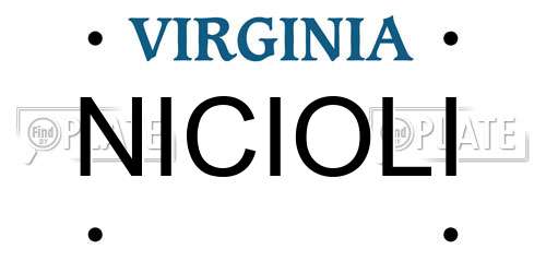 NICIOLI Virginia License Plate