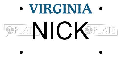 NICK Virginia License Plate