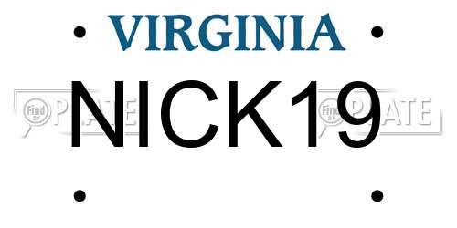 NICK19 Virginia License Plate