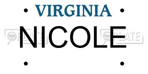 NICOLE Virginia License Plate