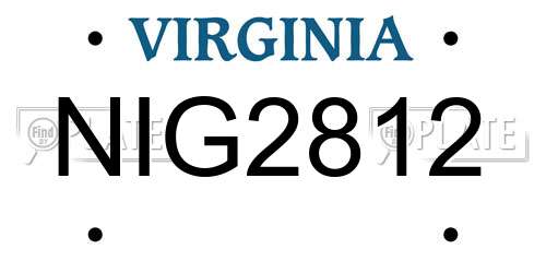 NIG2812 Virginia License Plate
