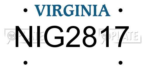 NIG2817 Virginia License Plate