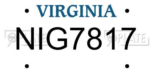 NIG7817 Virginia License Plate