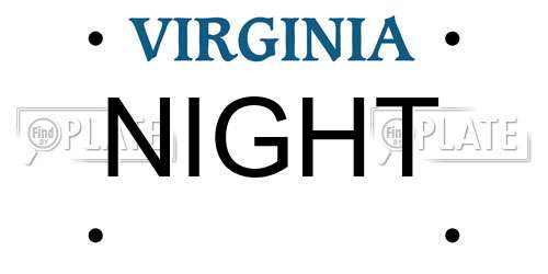 NIGHT Virginia License Plate