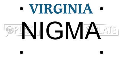 NIGMA Virginia License Plate