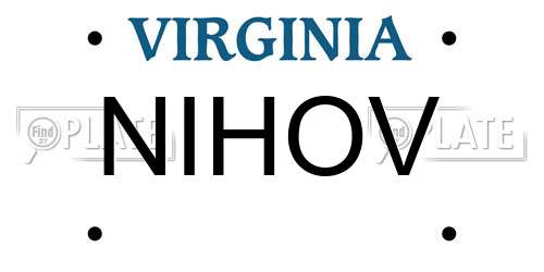 NIHOV Virginia License Plate