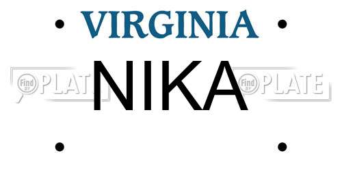 NIKA Virginia License Plate