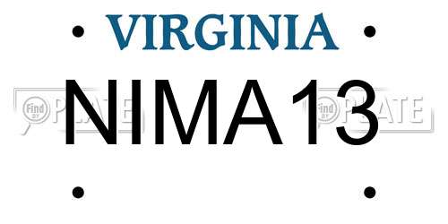 NIMA13 Virginia License Plate