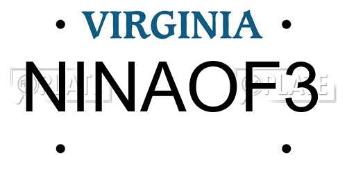 NINAOF3 Virginia License Plate
