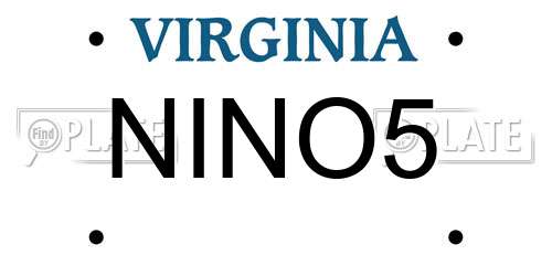 NINO5 Virginia License Plate