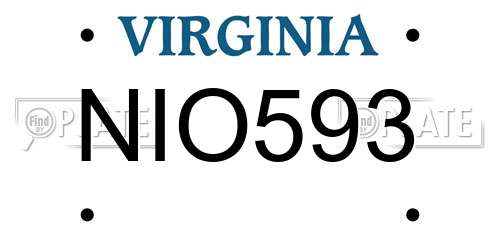 NIO593 Virginia License Plate