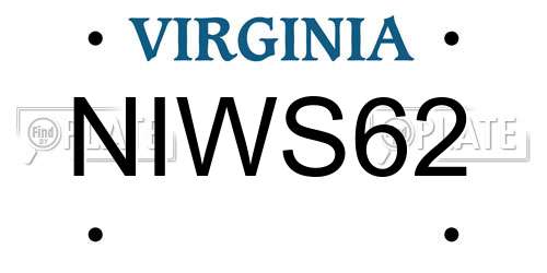 NIWS62 Virginia License Plate