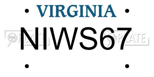 NIWS67 Virginia License Plate