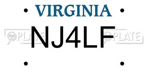 NJ4LF Virginia License Plate