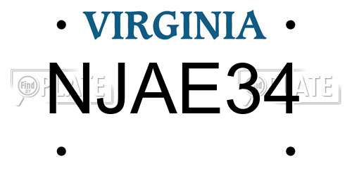NJAE34 Virginia License Plate