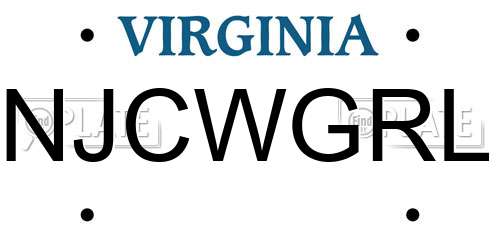 NJCWGRL Virginia License Plate