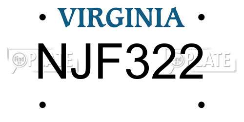 NJF322 Virginia License Plate
