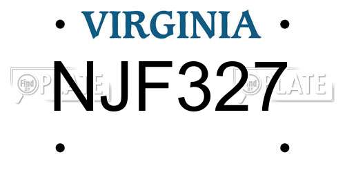 NJF327 Virginia License Plate