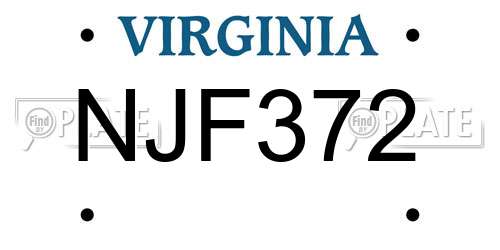 NJF372 Virginia License Plate