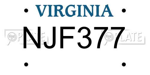 NJF377 Virginia License Plate