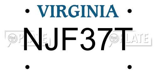 NJF37T Virginia License Plate
