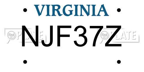 NJF37Z Virginia License Plate