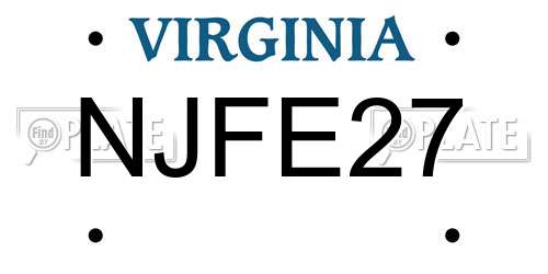 NJFE27 Virginia License Plate