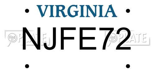 NJFE72 Virginia License Plate