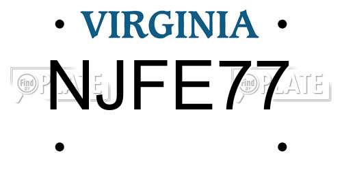 NJFE77 Virginia License Plate