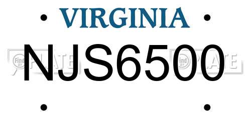 NJS6500 Virginia License Plate