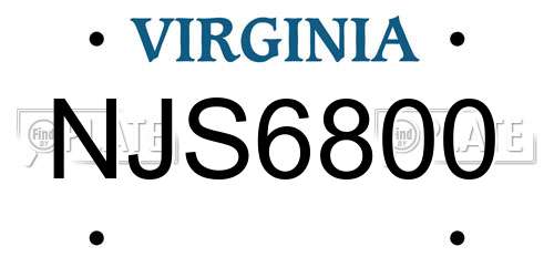 NJS6800 Virginia License Plate