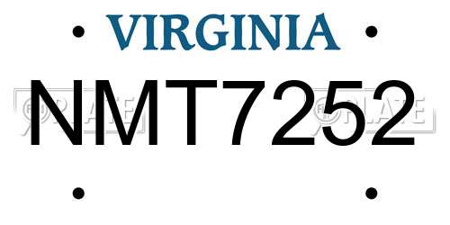 NMT7252 Virginia License Plate