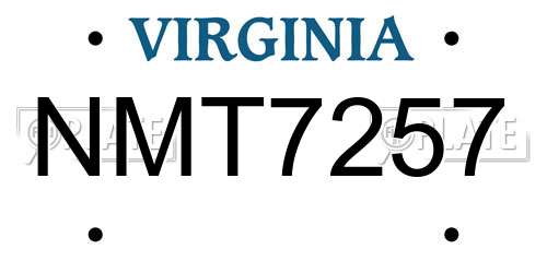 NMT7257 Virginia License Plate