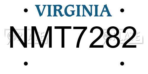 NMT7282 Virginia License Plate